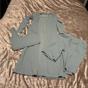 Fashion Nova Blue Three-Piece Lounge Set